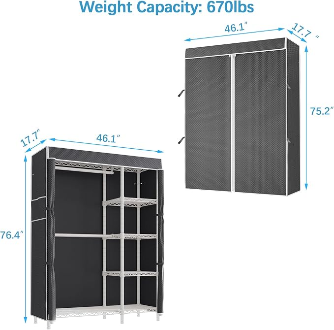 VIPEK V7C Garment Racks with Cover Portable Closets - Image 6
