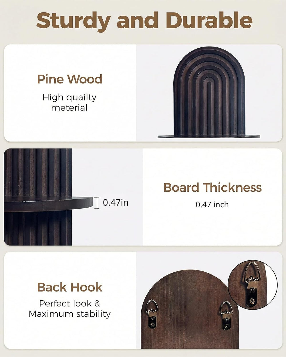 Bamworld Boho Wall Decor Plant Wall Shelf Wood Plant Holder Walnut 2PCS