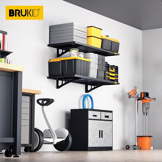 2Pack 1.64x4ft Adjustable Metal Garage Wall Shelving Heavy Duty Garage Storage - Image 7