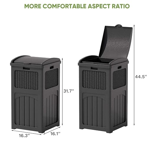 Patiowell 36 Gallon Outdoor Trash Can, Resin Outdoor Garbage Can - Image 6