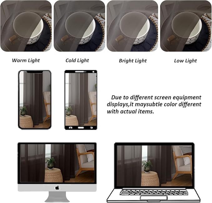 Chyhomenyc Chocolate Brown Sheer Curtains 84 Inches Long, Light Filtering Sheer - Image 4