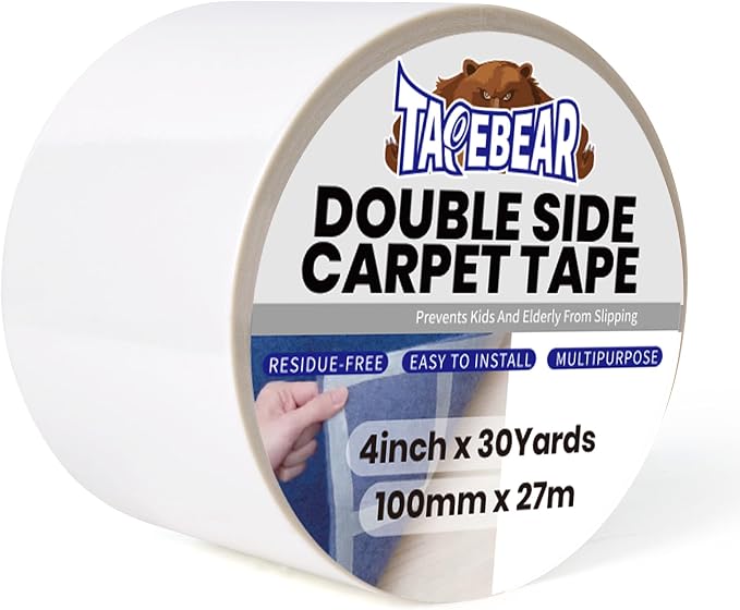TAPEBEAR Carpet Tape Double Sided 4Inch x 30Yards, Heavy Duty Rug Gripper Anti by TAPEBEAR