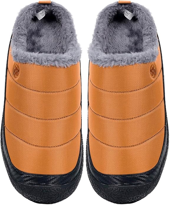 Womens Mens House Slippers Slip on Snow Winter Warm Fully Fur Lined Slippers - Image 6