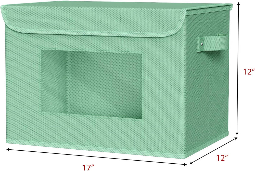 Univivi Fabric Foldable Storage Bins with Lids, 4 Pack, Green