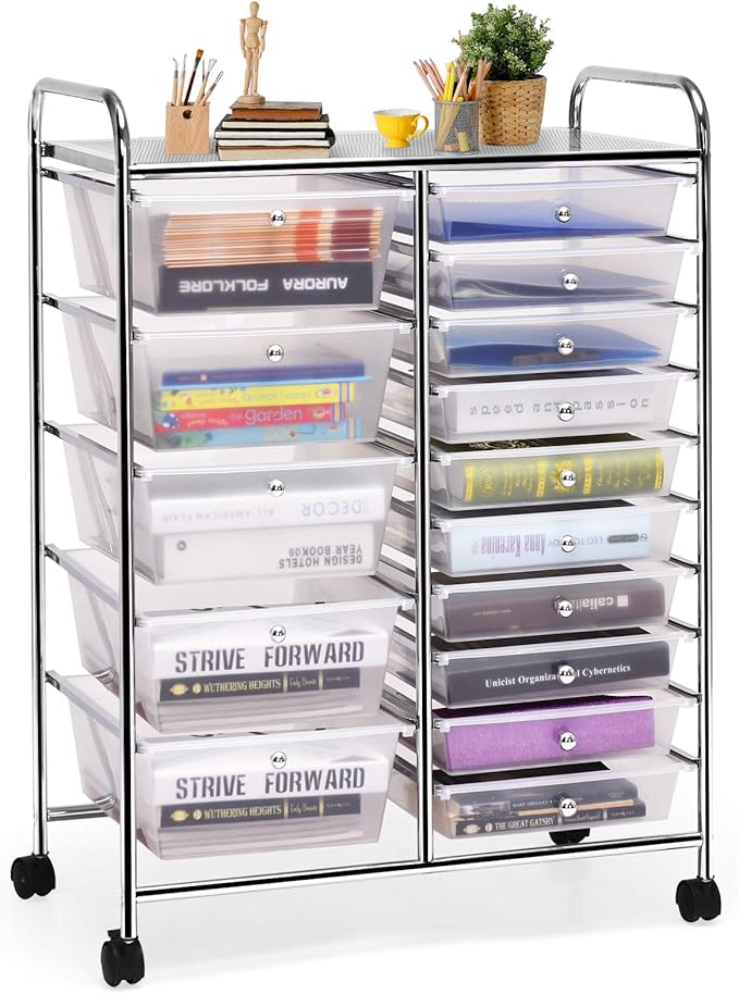 GOFLAME 15-Drawer Rolling Storage Cart, Utility Cart by GOFLAME
