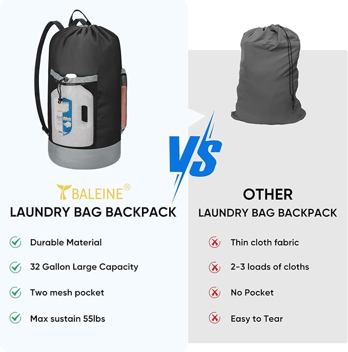 BALEINE 150L Laundry Bag Backpack, 900D Oxford Fabric Large Travel Laundry Bags - Image 5