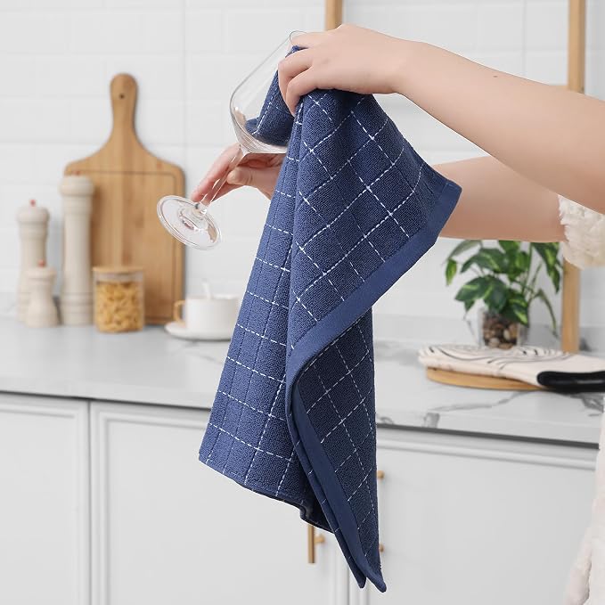 Homaxy 100% Cotton Terry Kitchen Towels, Checkered Designed, Soft and Super - Image 4