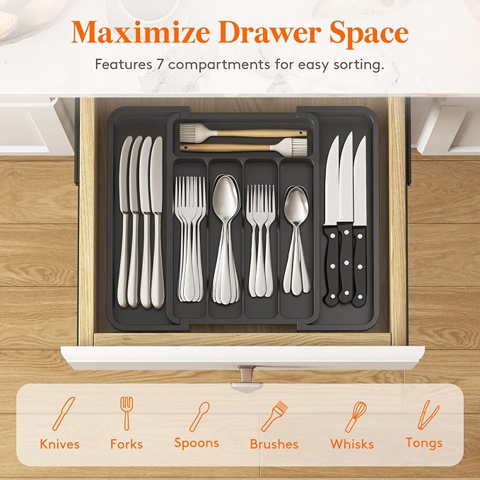 Lifewit Silverware Drawer Organizer, Expandable BPA Free Utensil Tray - Image 5