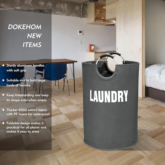 DOKEHOM 160L XX-Large Laundry Basket, Collapsible Laundry Bag, Foldable Laundry - Image 2