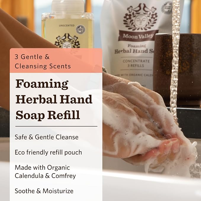 Moon Valley Foaming Hand Soap Refill Pouch, Three-Pack Lemon Rosemary, Mint - Image 2