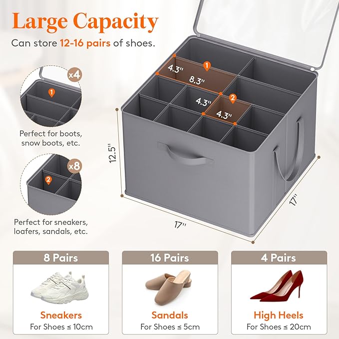 Lifewit Shoe Storage Organizer for Closet Fits 12-16 Pairs, Fabric Large Shoe - Image 2