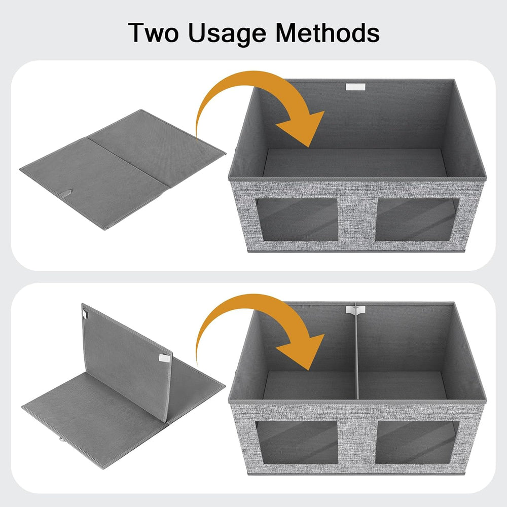 Univivi Large Fabric Storage Bins with Lids for Clothes 2 Pack, Grey