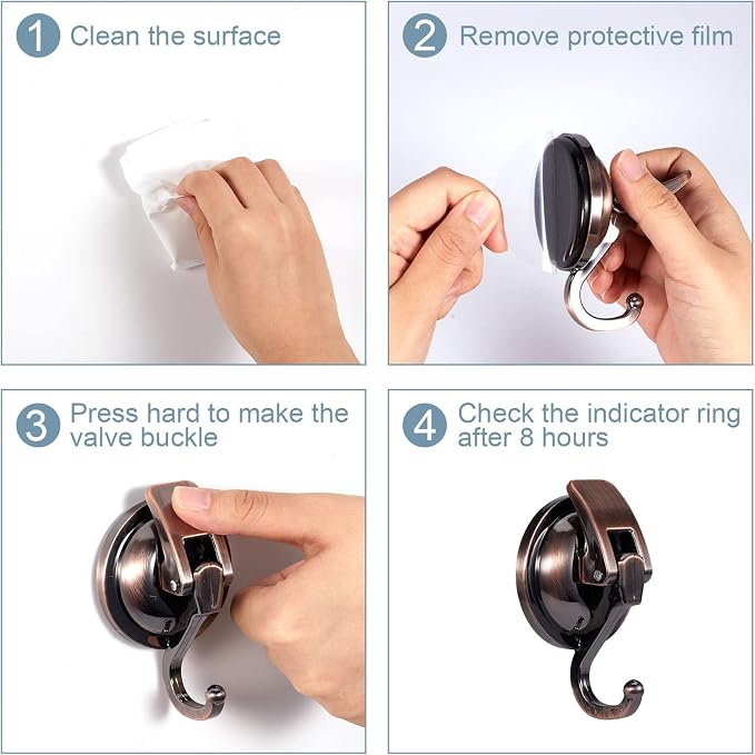 Suction Cup Hooks for Shower, Glass Door, Tile – Loofah, Bath Robe Hook Holder - Image 6