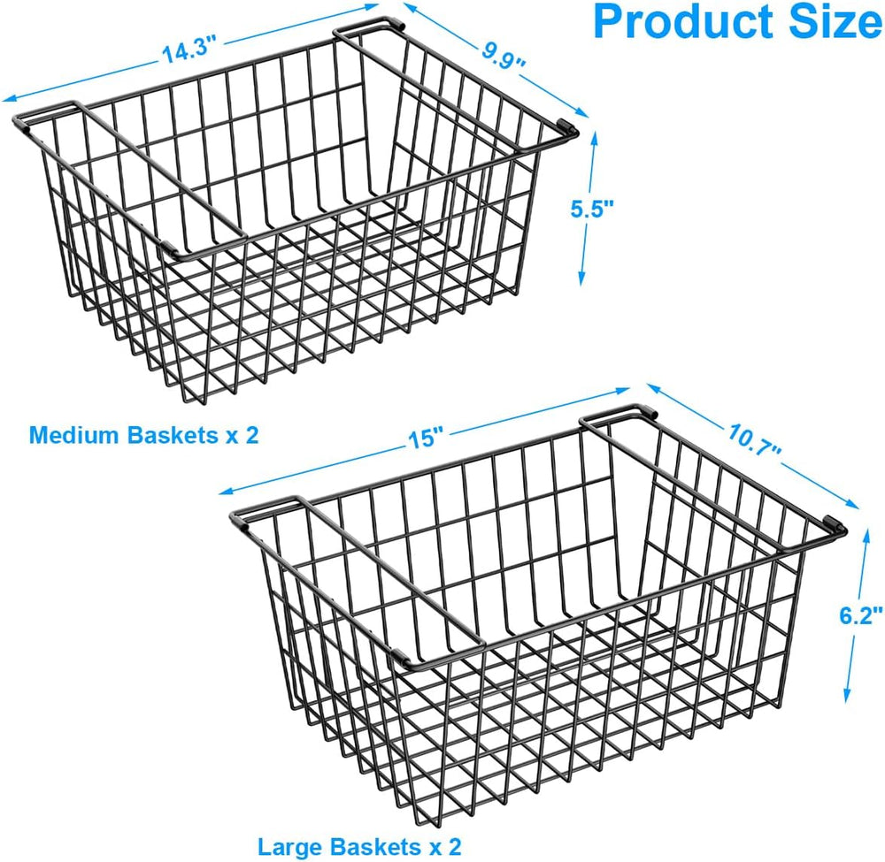 Orgneas Freezer Organizer Bins Baskets for Chest Deep Freezer 4Pcs