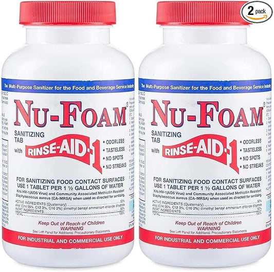 Nu-Foam Sanitizing Tablets for Bar Glassware – Superior Rinse Aid by Nu-Foam