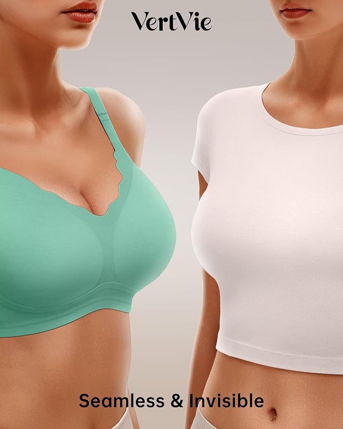 Vertvie Womens Seamless Bras No Underwire Supportive Wireless Push Up Full - Image 4