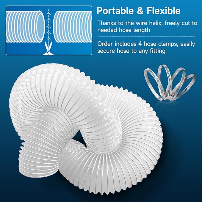 Hon&Guan 4" x 20' Dust Collection Hose, Flexible Clear Odorless PVC Dust - Image 6