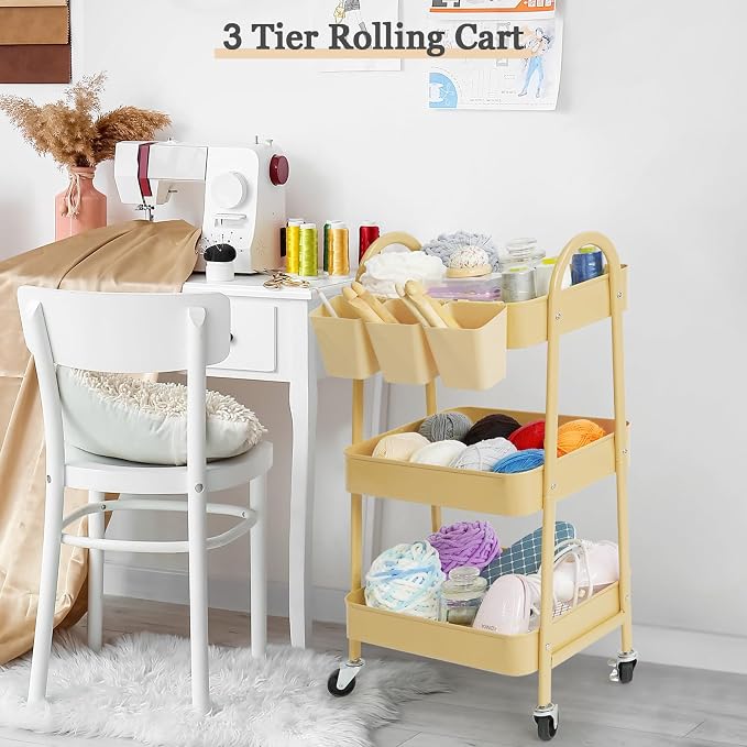 danpinera 3-Tier Rolling Cart, Metal Rolling Storage Cart - Image 9