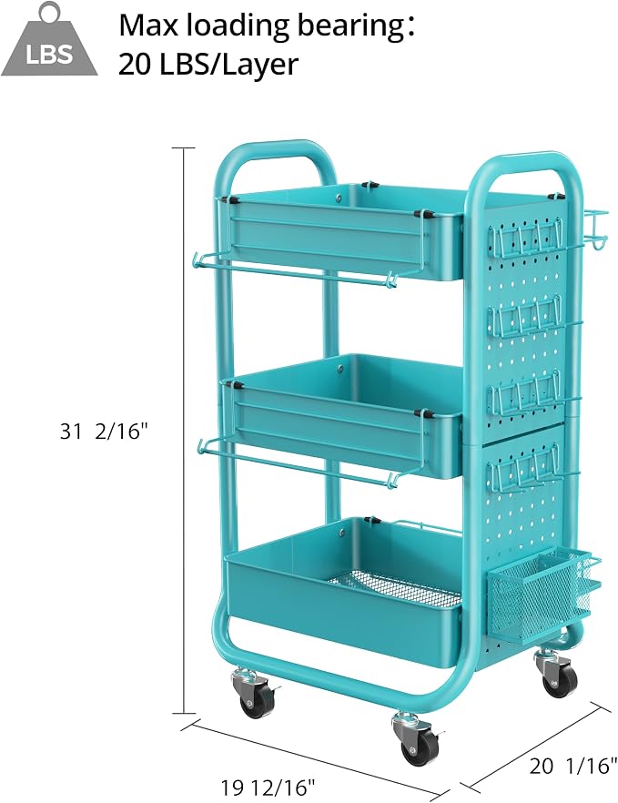 DESIGNA 3-Tier Utility Storage Rolling Cart - Image 10