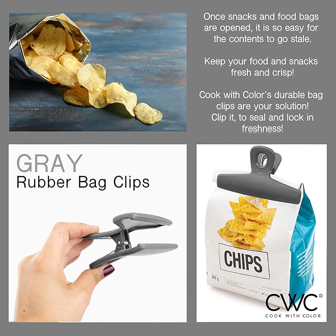 COOK WITH COLOR Bag Clips, Heavy Duty Chip Clip and Refrigerator Magnet Clips - Image 8