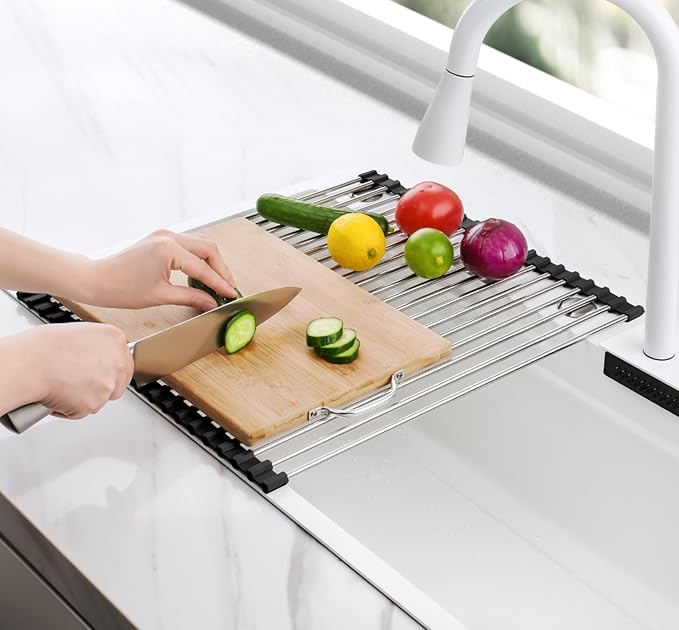 Tomorotec 17.7" x 15.5" Roll Up Dish Drying Rack Over Sink Drying Rack Sink - Image 8