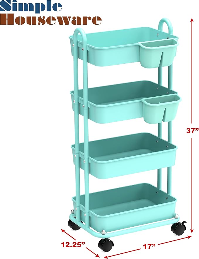 Simple Houseware 4-Tier Multifunctional Rolling Utility Cart - Image 5