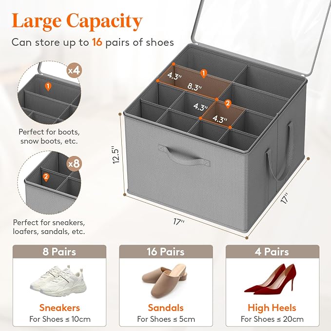 Lifewit Shoe Storage Organizer for Closet Fits 12-16 Pairs, Fabric Large Shoe - Image 2