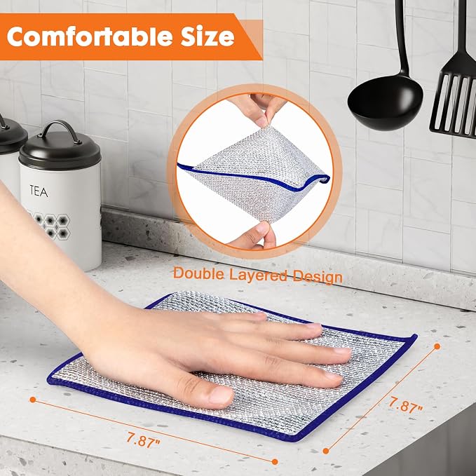 COBETE Non Scratch Wire Dishcloth, Double-Layer Wire Dishwashing Rags - Image 7