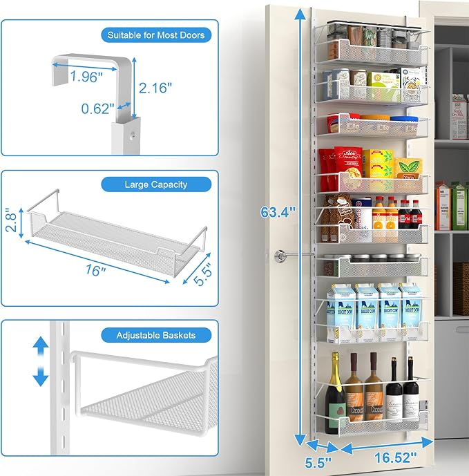 Over the Door Pantry Organizer, 8-Tier Over the Door Organizer - Image 3