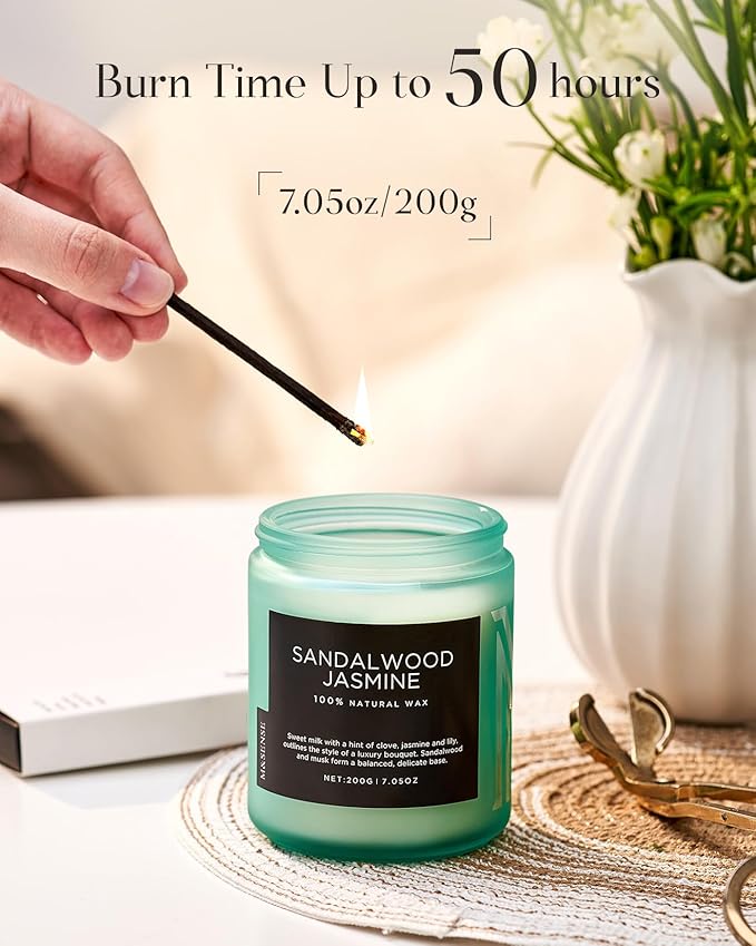 M&SENSE Sandalwood Jasmine Scented Candles, Natural Soy Wax Best Smelling - Image 4