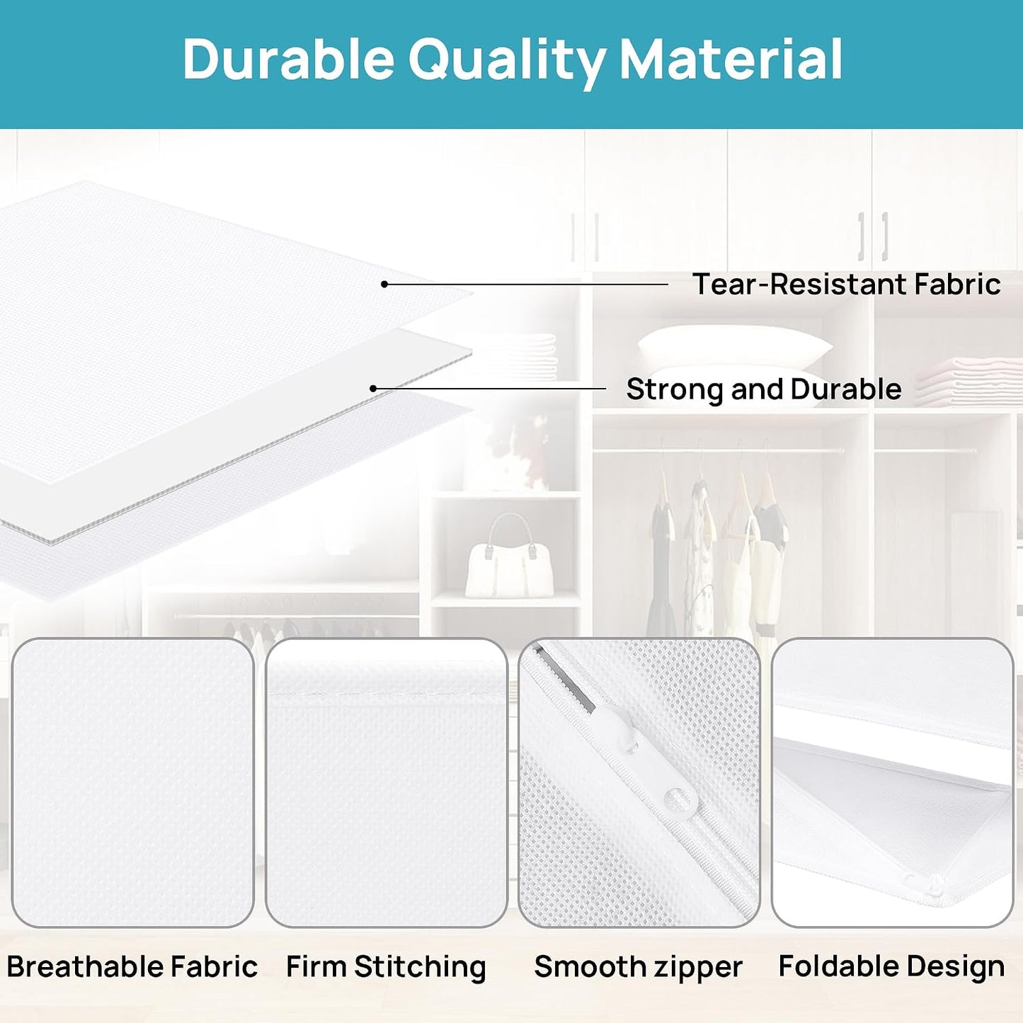 Vtopmart 18 Pack Baby Clothes Organizer, Fabric Drawer Drawer Bins, White | Nursery Drawer Storage, Baby Clothes Organization, Foldable Fabric Bins, Dresser Closet Organizer, Socks, Bras & Accessories
