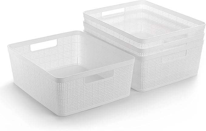 BINO | Woven Plastic Basket | Medium, Space by BINO