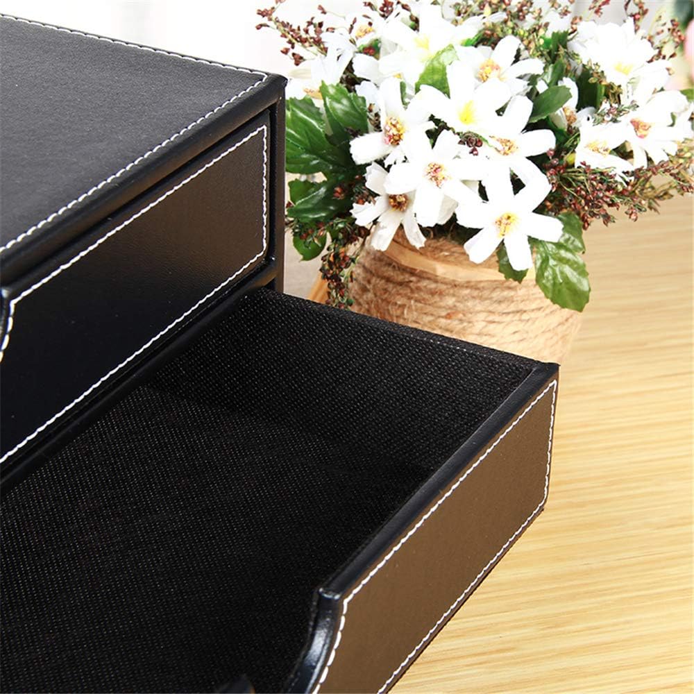 Ayunga Leather Desk Organizer with 3 Drawers, Executive Office Supplies Deskt...