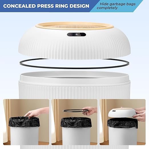 2 Pack Automatic Trash Can 12L /3 Gallon and 10L /2.64 Gallon Bathroom Trash Bin - Image 6