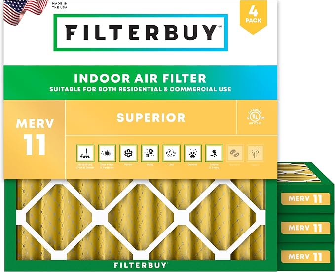 Filterbuy 18x18x2 Air Filter MERV 11 Allergen Defense Replacement, by Filterbuy