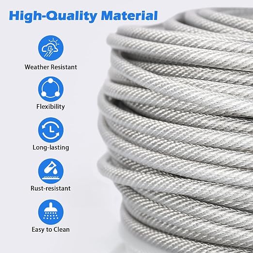 1/8" Wire Rope Kit, 100 Ft PVC Coated Steel Cable Guide Wire Tensioner Strainer - Image 4