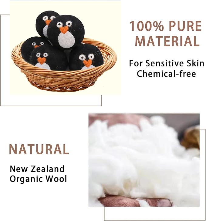 Pack of 6 Wool Dryer Balls, Muulaii Reusable Fabric Softener, Extra Large - Image 3