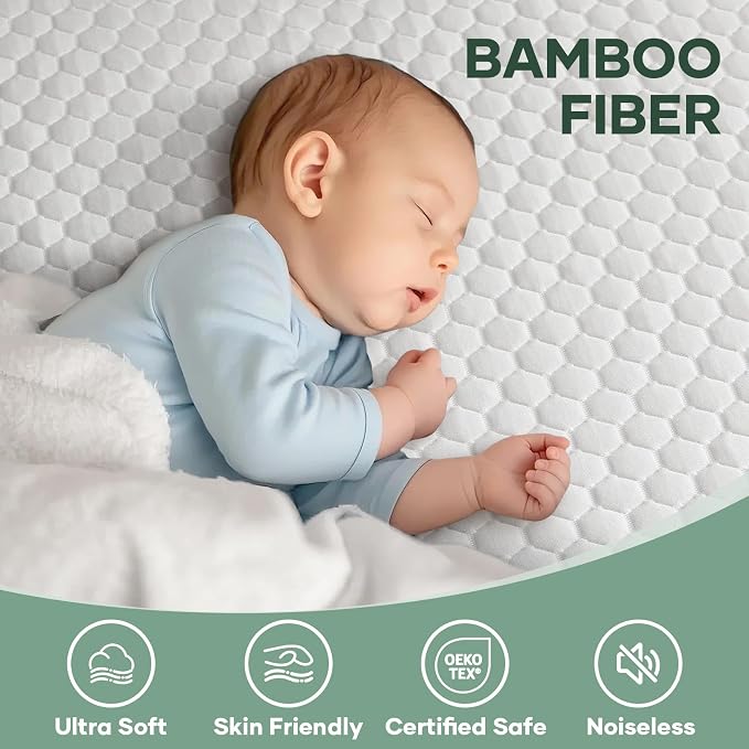 OhGeni 100% Waterproof Mattress Protector, Mini Crib Size Mattress Pad - Image 4