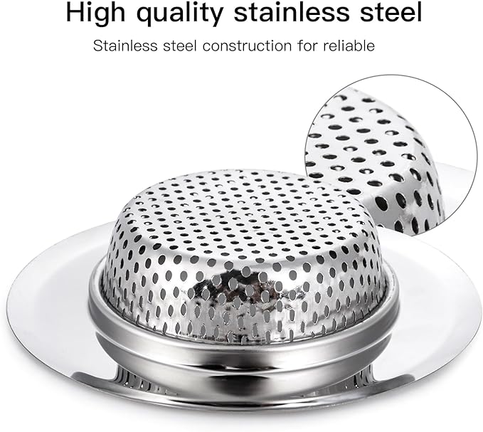4 Pack Heavy Duty Stainless Steel Kitchen Sink Drain Strainer, Bathroom Hair - Image 4