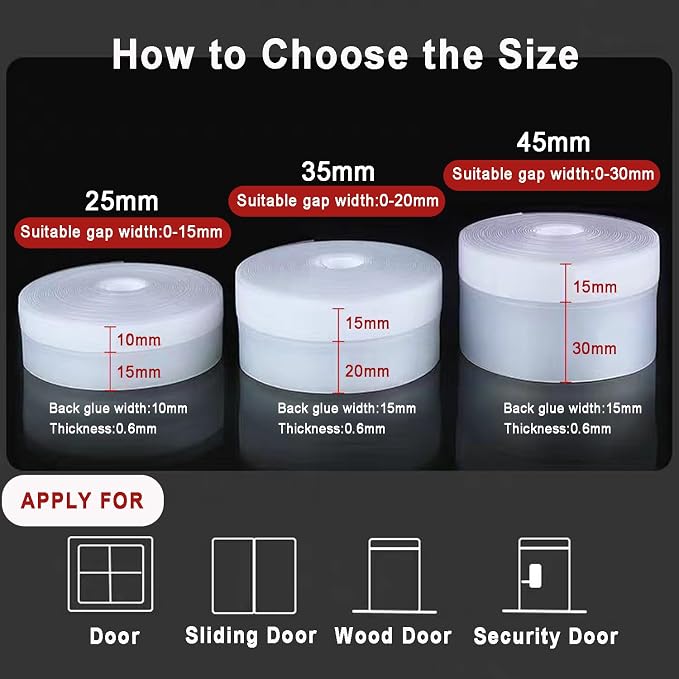 No Residue 32.8FT Door Weather Stripping Door Seal Strip, Silicone Sealing - Image 3