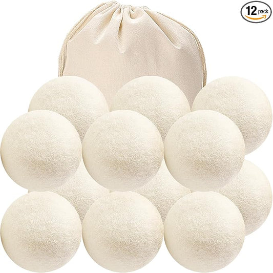 12 Pack Wool Dryer Balls XL Reusable Laundry Balls by Beieverluck