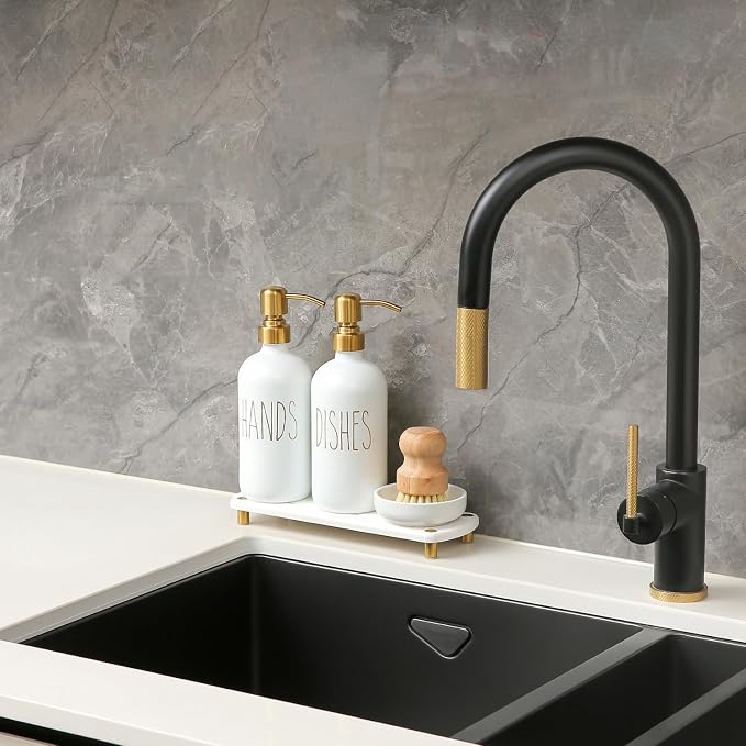 MOMEEMO Gold Soap Dispenser Set Comes - Image 3