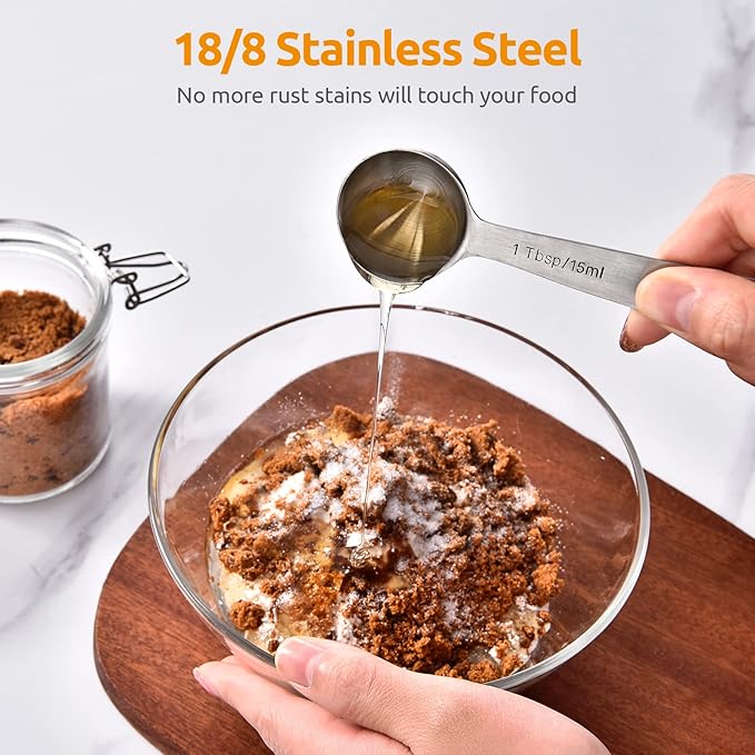 Measuring Spoons: U-Taste 18/8 Stainless Steel Measuring Spoons Set of 8 Piece: - Image 3