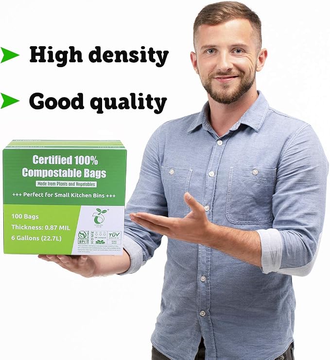 Primode Compostable Bags, 6 Gallon Food Scraps Yard Waste Bags, Extra Thick - Image 2