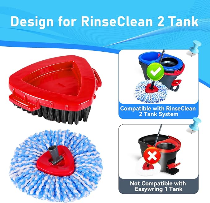 7 Pack Spin Mop Head for O-Ceda RinseClean 2 Tank System, 4 Triangle Microfiber - Image 2