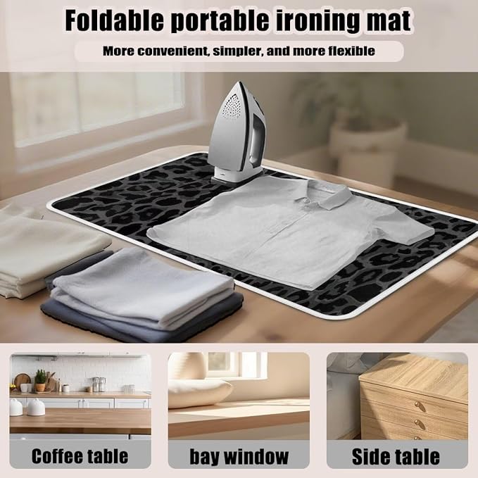 Black Ironing Mat Portable Leopard Print Ironing Pad - Image 6