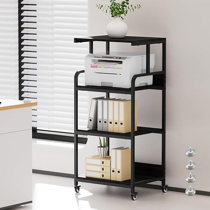 4 Tier Printer Stand with Storage Shelf, Large Tall Printer Table by Vokumba