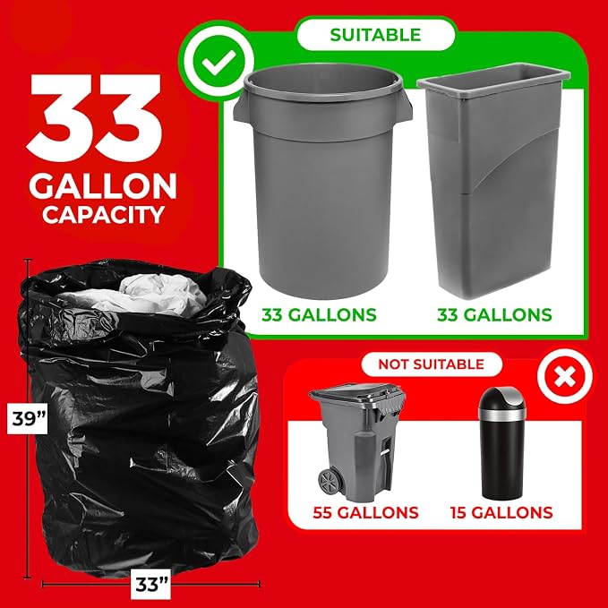 ToughBag 30-33 Gallon Heavy Duty Trash Bags – 33x39" Large Can Liners – Made in - Image 2