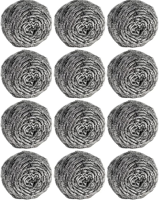 12Pcs Steel Wool Scrubber Pads for Cleaning Dishes, Sinks by Carrie+Joe