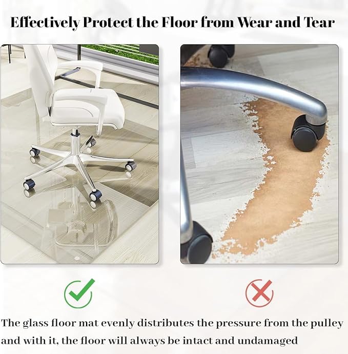 40" x 80" Glass Chair Mat, 1/5" Thick Office Chair Mat - Image 5